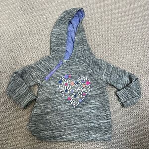 🍭6/$30 Cat & Jack side zip gray hoodie heart sweatshirt for baby girl 18 months